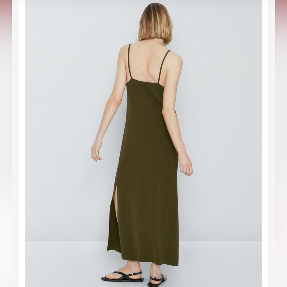 Massimo Dutti Green Knit Spaghetti Strap Slip Dress - Picture 2 of 14